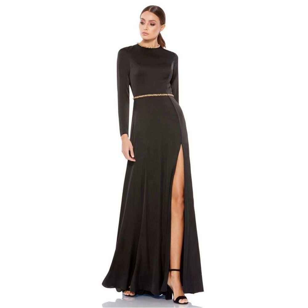 Mac Duggal Long Sleeve Satin Gown size 4